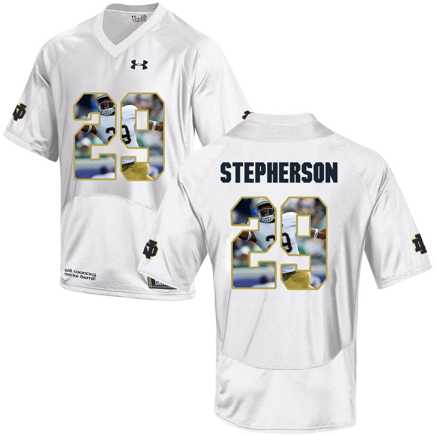 Men Norte Dame Fighting Irish #29 Stepherson White Fashion Edition Customized NCAA Jerseys